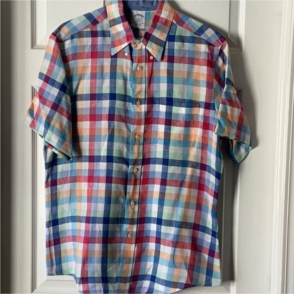 Brooks Brothers Multicolor Plaid Short Sleeve Button-Down Shirt